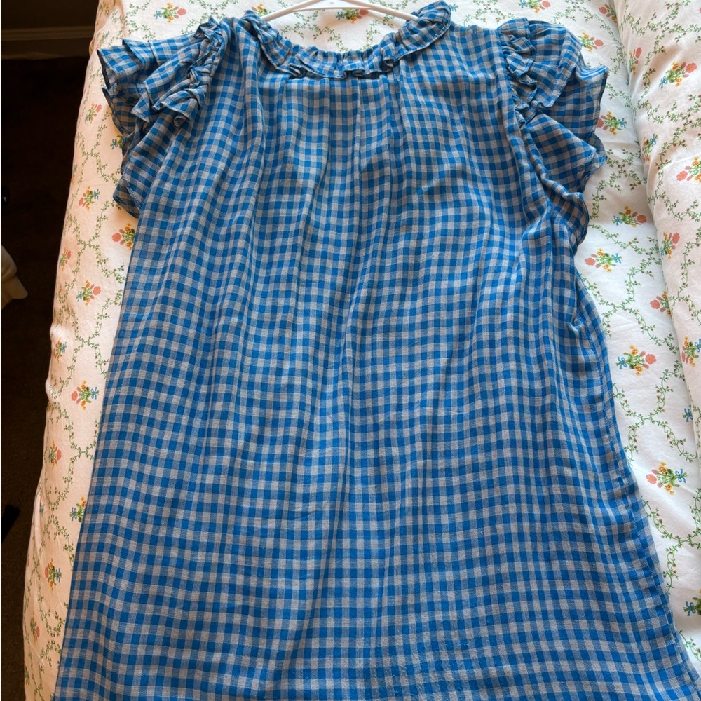 Hunter Bell Blue Gingham Ruffle Top - Picture 3 of 6